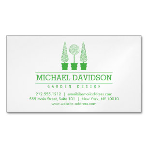 Topiary Trio Gardener Landscaping Bright Green Business Card Magnet