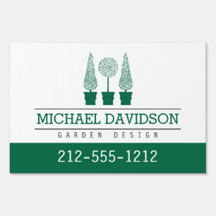 Topiary Trio Gardener Landscaping Dark Green Sign
