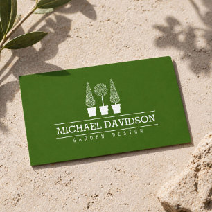Topiary Trio Gardener Landscaping Green/White Business Card