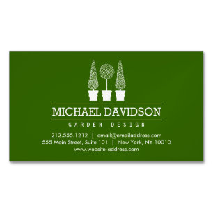 Topiary Trio Gardener Landscaping Green/White Business Card Magnet