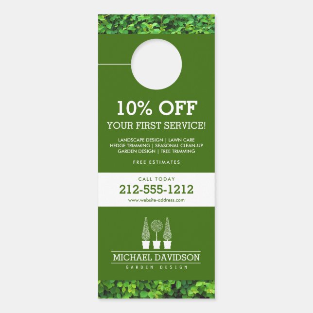 Topiary Trio Gardener Landscaping Green/White Door Hanger (Front)