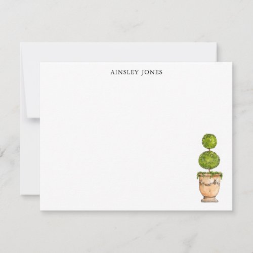 Topiary watercolor illustration note card
