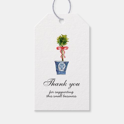 Topiary with red bow Happy Holidays  Gift Tags