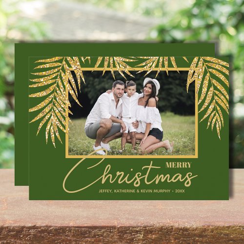 Topical Green Christmas Photo Holiday Card