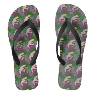 Topical Leaf Monstera Purple Green Flip Flops