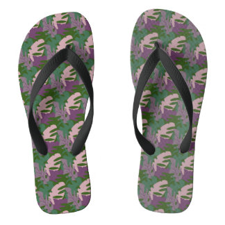 Topical Leaf Monstera Purple Green Flip Flops