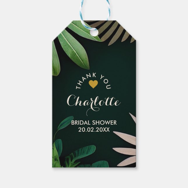 Topical Leaves Pattern | Bridal Shower | Wedding  Gift Tags (Front)