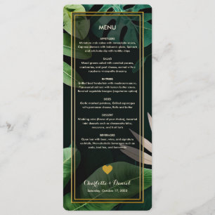 Topical Leaves Pattern Wedding Menu Card