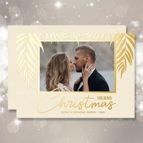 Topical Merry Christmas Photo Foil Holiday Card