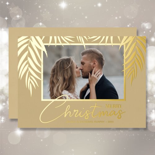Topical Merry Christmas Photo Foil Holiday Card