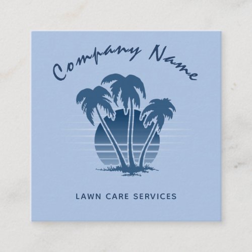 Topical Palm Tree Sunset Lawn Care Landscaping  Square Business Card