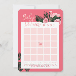 Topical Pink Flamingo Baby Shower Bingo Game Card