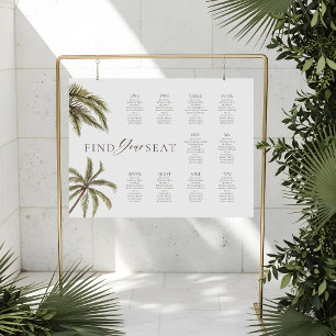 Topical Watercolor Palm Tree Wedding Seating Chart Foam Board