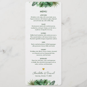 Topical Watercolor Pattern Wedding Menu