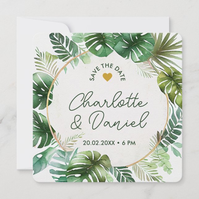 Topical Watercolor Print | Wedding | Save The Date Invitation (Front)