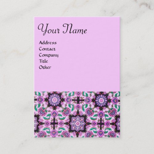 TOPKAPIDAMASK FLORAL PINK PURPLE BLACK FLOWERS BUSINESS CARD