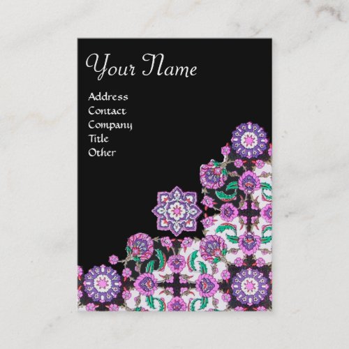 TOPKAPIFLORAL DAMASK PINK BLACK ORIENTAL FLOWERS BUSINESS CARD