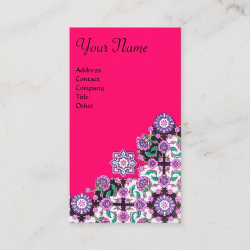 TOPKAPIFLORAL PINK FUCHSIA ORIENTAL FLOWERS BUSINESS CARD