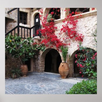Toplou Monastery Churches Courtyard Poster by historyluver at Zazzle