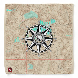 Topo Map with a Compass Rose Bandana