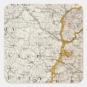 Topographic and Glacial Map of New Hampshire 2 Square Sticker