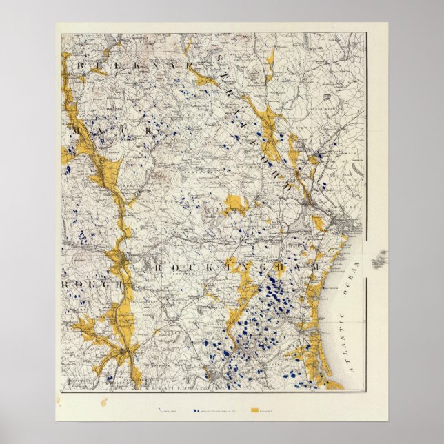 Topographic and Glacial Map of New Hampshire Poster (Front)