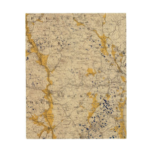 Topographic and Glacial Map of New Hampshire Wood Wall Decor