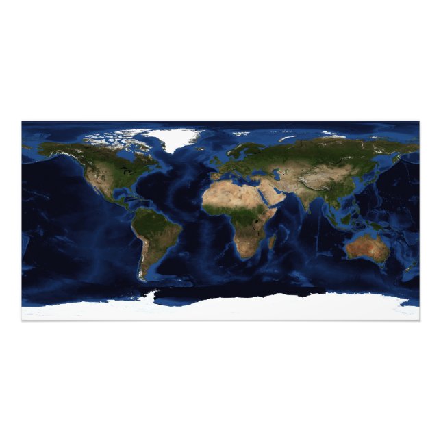 Topographic & bathymetric shading of full earth photo print (Front)