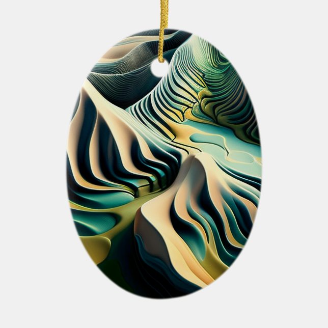 Topographic Currents Ceramic Ornament (Front)