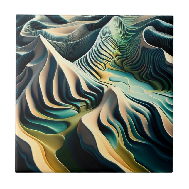 Topographic Currents Ceramic Tile (Front)