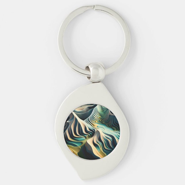 Topographic Currents Keychain (Front)