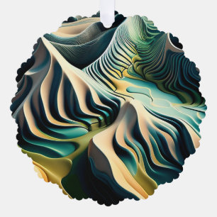 Topographic Currents Ornament Card