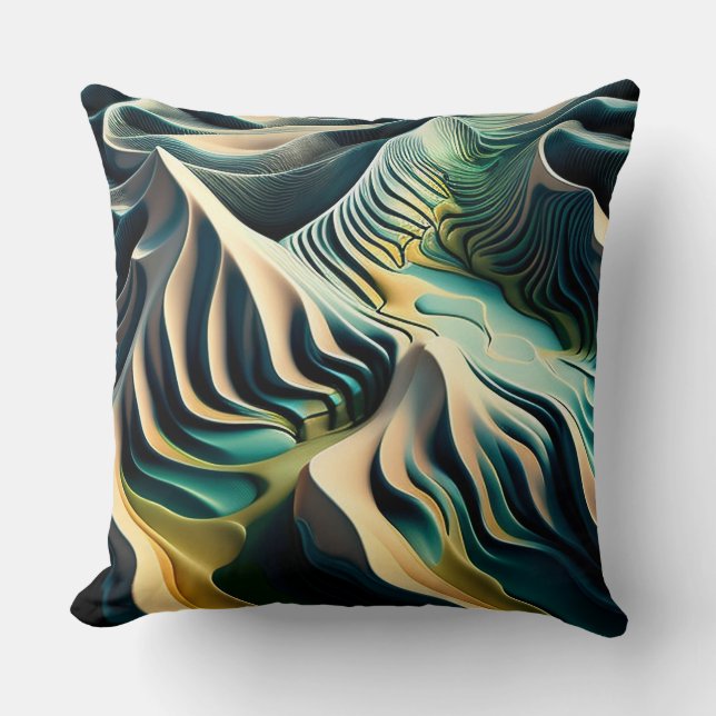 Topographic Currents Throw Pillow (Front)