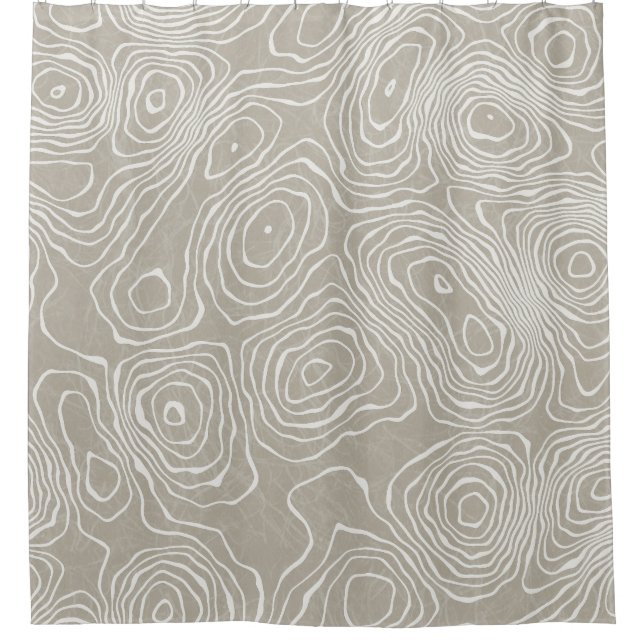Topographic Earth Lines: Organic Map Shower Curtain (Front)