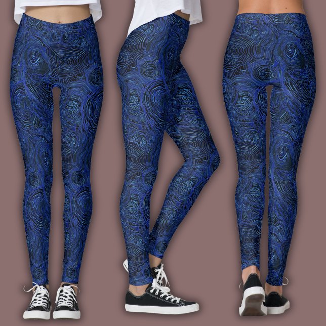 Topographic Line Pattern | Midnight Sapphire Leggings (Creator Uploaded)