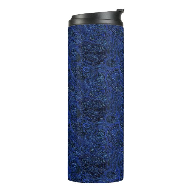 Topographic Line Pattern | Midnight Sapphire Thermal Tumbler (Rotated Left)