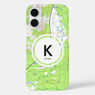 Topographic Map Monogram iPhone 16 Case