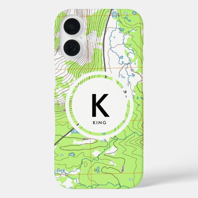 Topographic Map Monogram Case-Mate iPhone Case (Back)