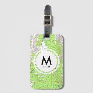 Topographic Map Monogram Luggage Tag