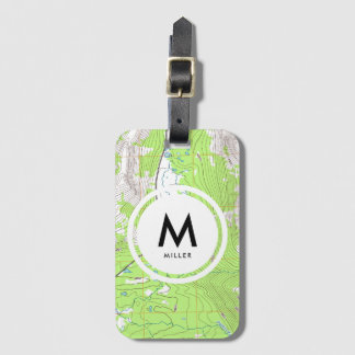 Topographic Map Monogram Luggage Tag
