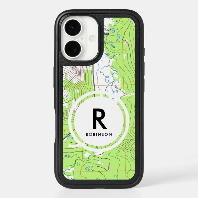 Topographic Map Monogram Otterbox iPhone Case (Back)