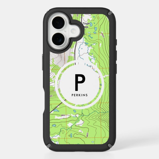 Topographic Map Monogram Speck iPhone Case (Front)