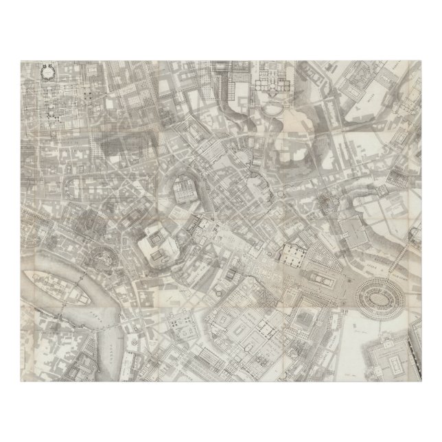 Topographic Map of Ancient Rome, Italy Faux Canvas Print (Front)