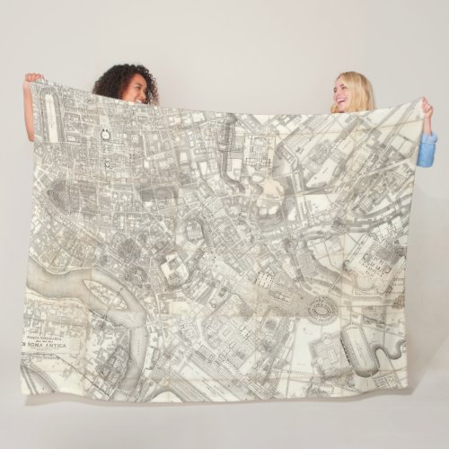 Topographic Map of Ancient Rome Italy Fleece Blanket
