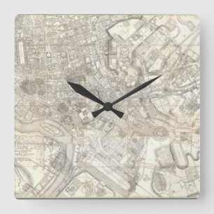 Topographic Map of Ancient Rome, Italy Square Wall Clock