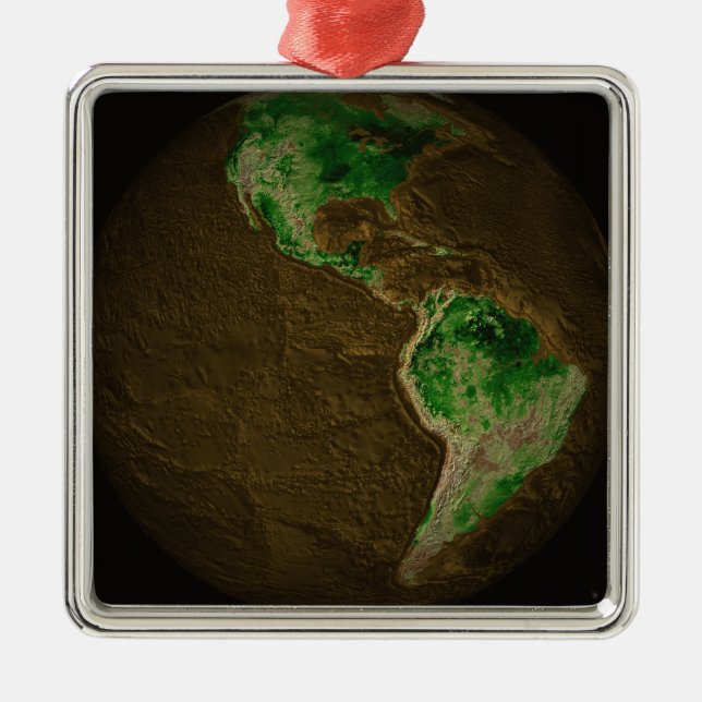 Topographic Map of Earth Metal Ornament (Front)