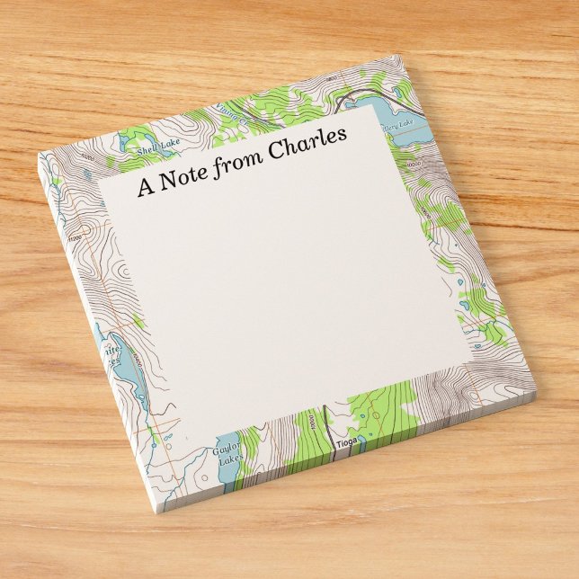 Topographic Map Personalized Post-it Notes (Desk View)