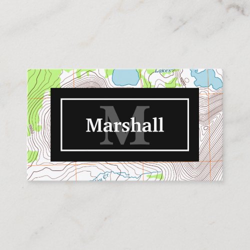Topographic Map with Your Name and Monogram Business Card
