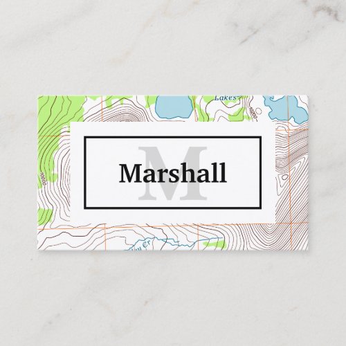 Topographic Map with Your Name and Monogram Business Card