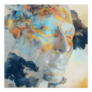 Topographic Mind Flow Colorful Profile Poster